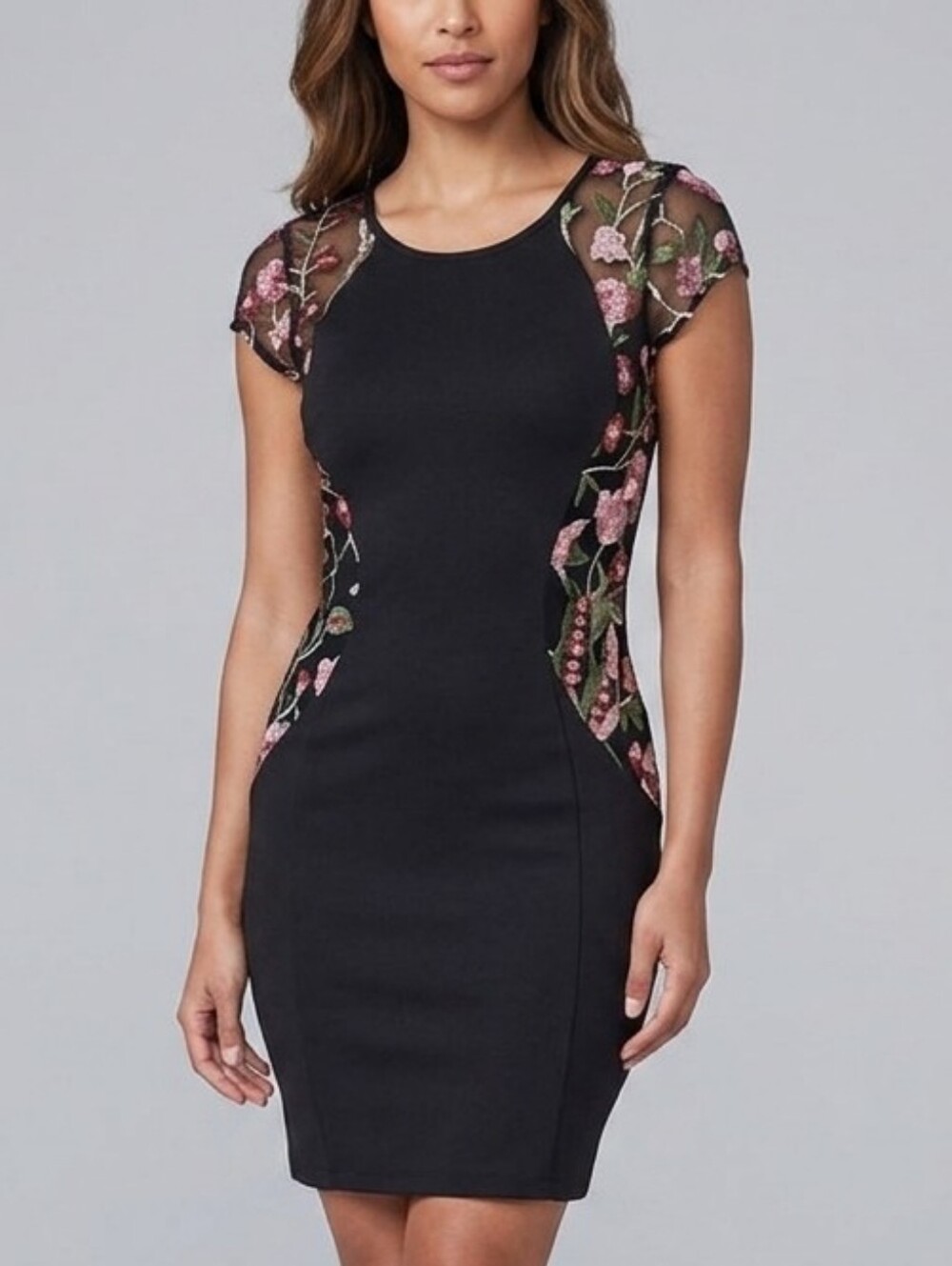 BCX Bodycon Mesh Sleeve Mini Dress
